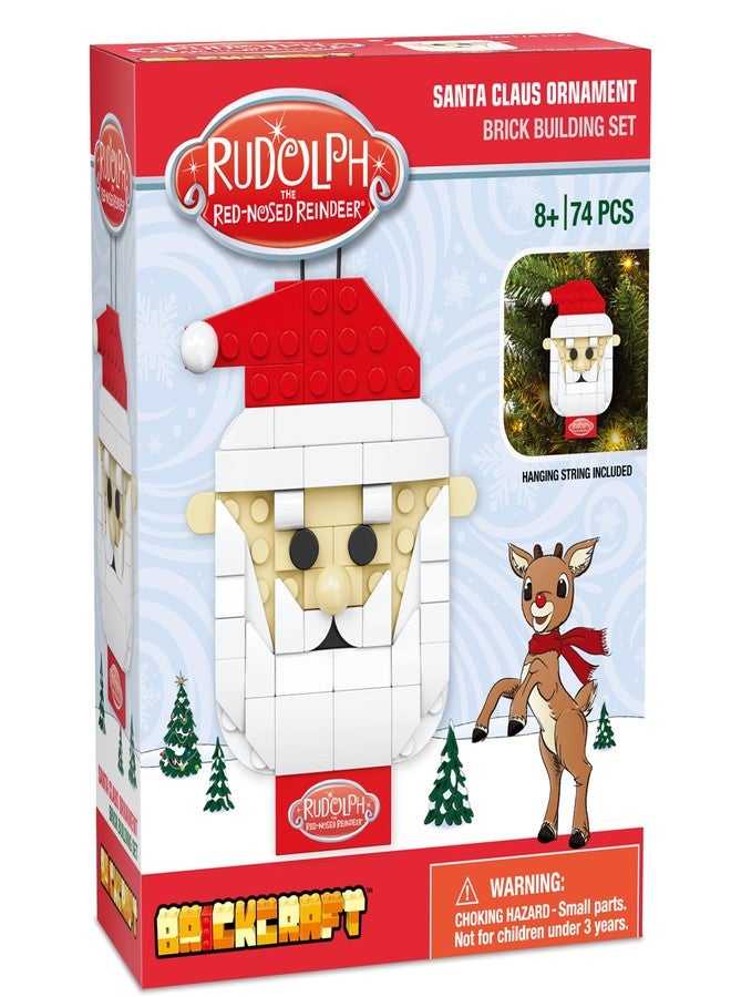 Brickcraft Rudolph the Red-Nosed Reindeer Santa Claus Ornament Brick Building Set, 74 Pieces DIY Holiday Christmas Block Kit with Hanging String | Festive Winter Display Gift for Kids & Adults Ages 8+ - Image 2